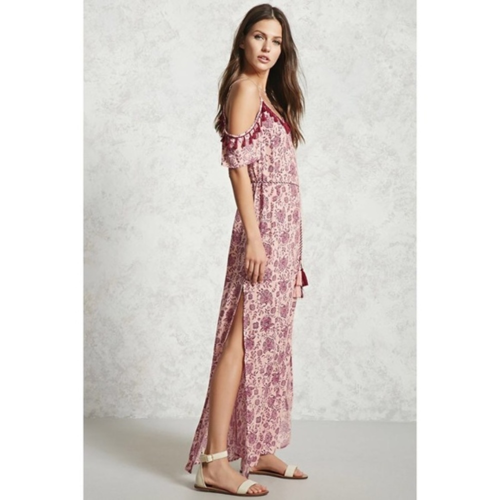SOLD F21 M Pink and Purple Paisley Print Cold Shoulder
